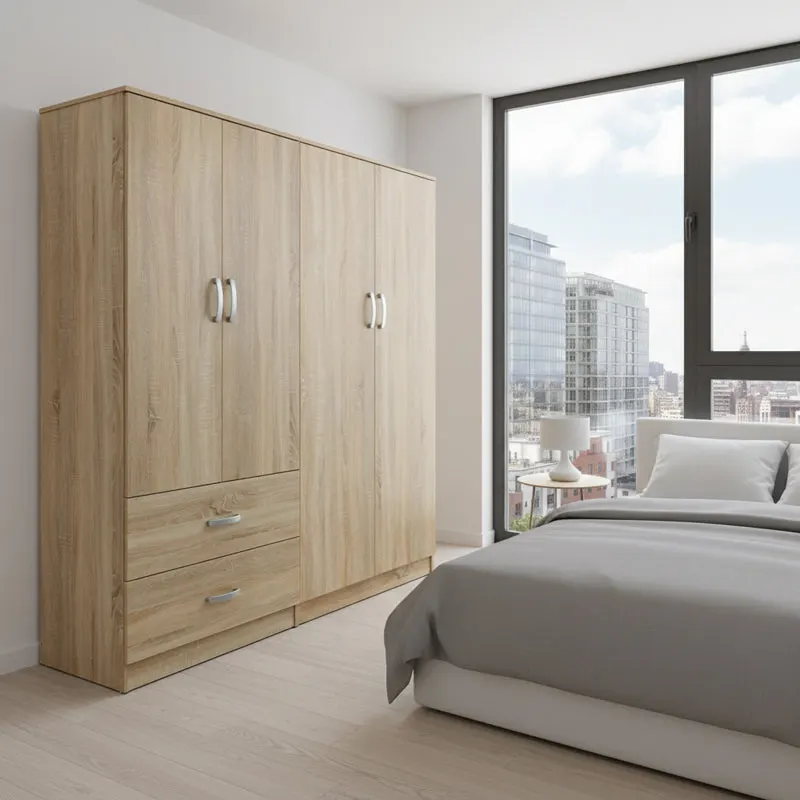 Dulap Athos cu 4 usi, 160x42x180 cm - Stejar