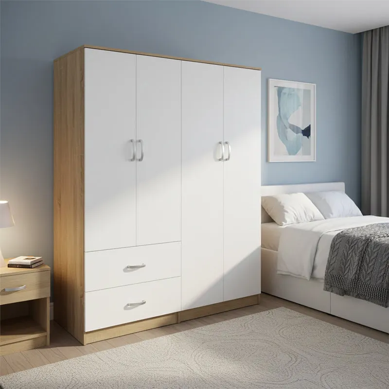 Dulap Athos cu 4 usi, 160x42x180 cm - Sonoma-Alb