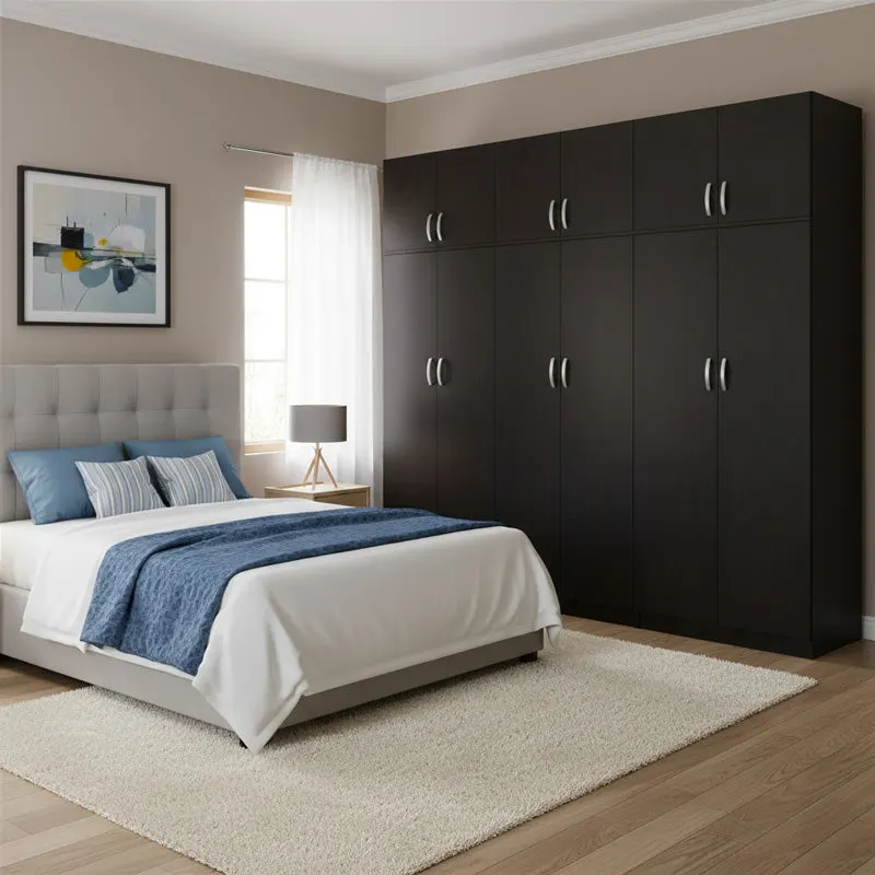 Dulap Athos II cu 6 usi si loft, 240x42x240 cm - Nuc