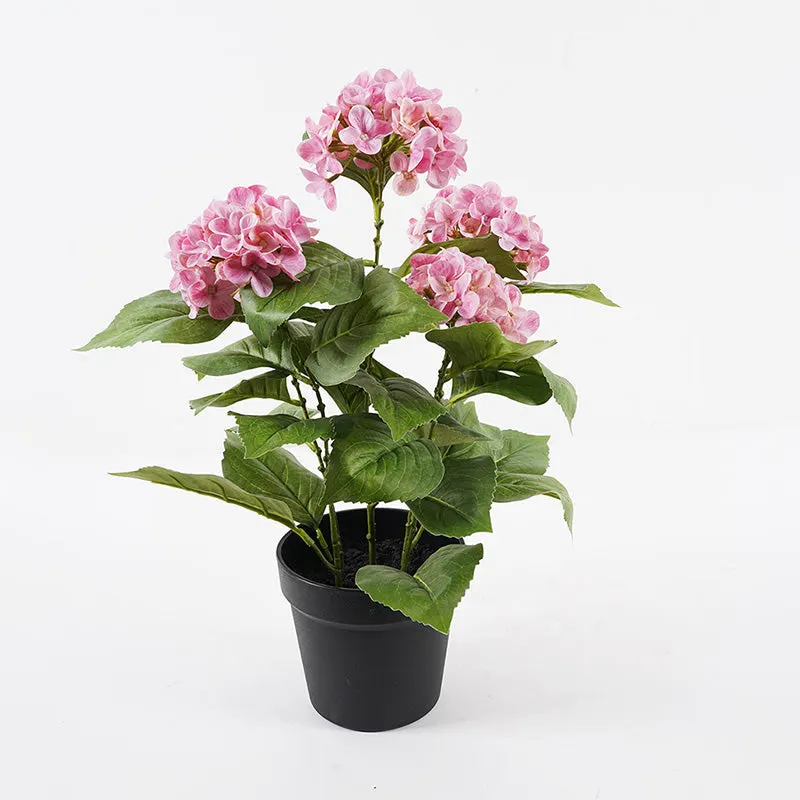 Plantă decorativă în ghiveci Hydrangea, Sintetic, Roz, 35x50 cm - Verde