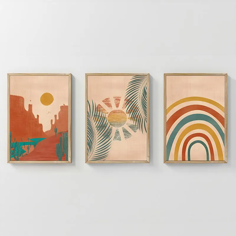 Tablou triptic Delea, Rama lemn, Multicolor, 33x48 cm - Multicolor