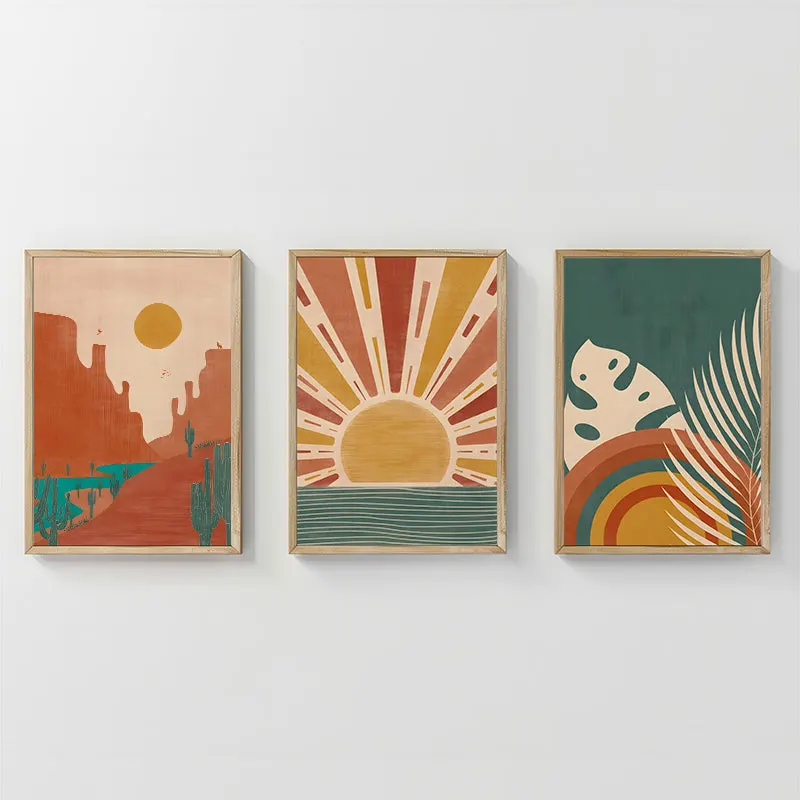 Tablou triptic Bemvy, Lemn, Multicolor, 33x48 cm - Multicolor