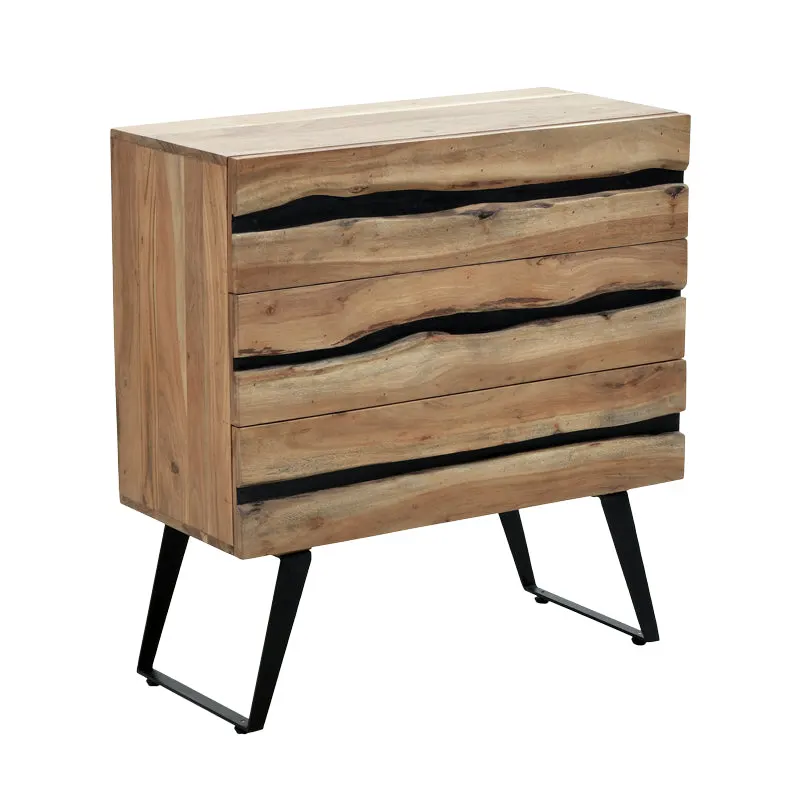 Comoda cu spatiu de depozitare Imena, lemn masiv de acacia, nuanta Naturala, 80x38x87 cm - Natur