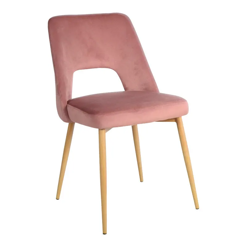 Scaun Murde, catifea si metal, 48x61x89 cm - Roz
