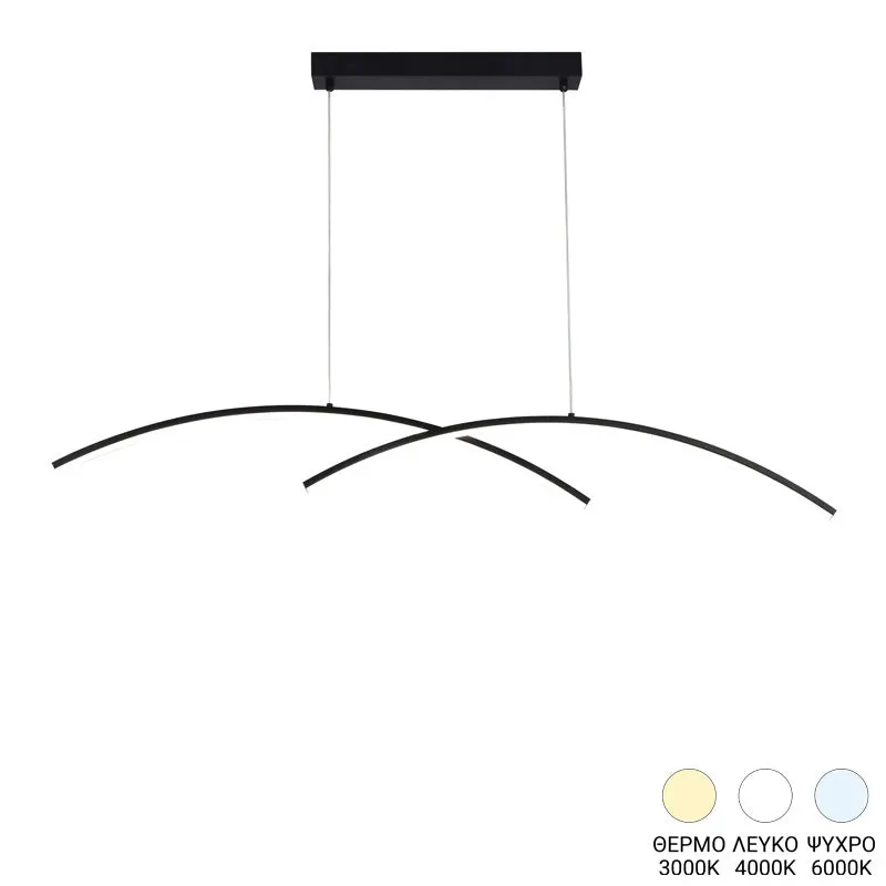 Plafoniera cu 2 lumini LED Frenzie, metal, Negru, 70x10 cm - Negru