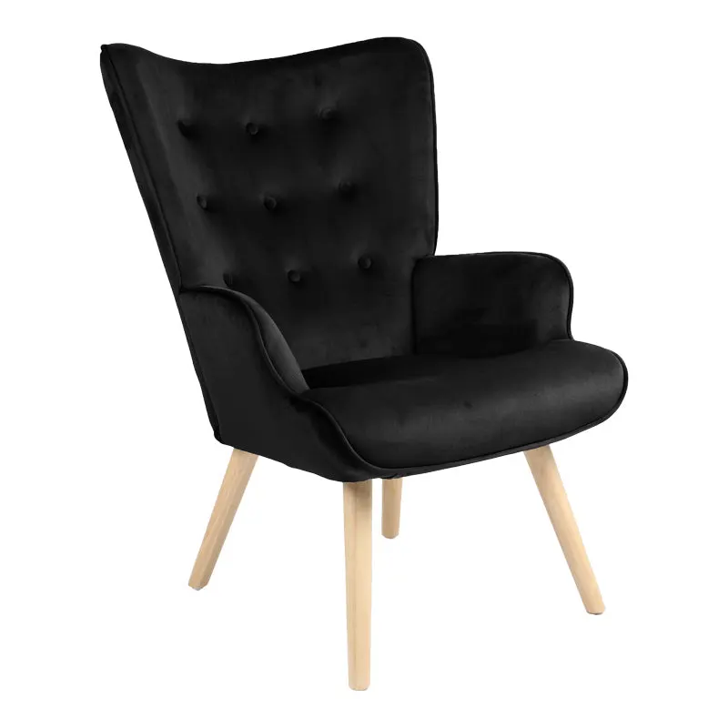 Fotoliu Fluffy, Lemn rubberwood, Negru, 75x69x96 cm - Negru