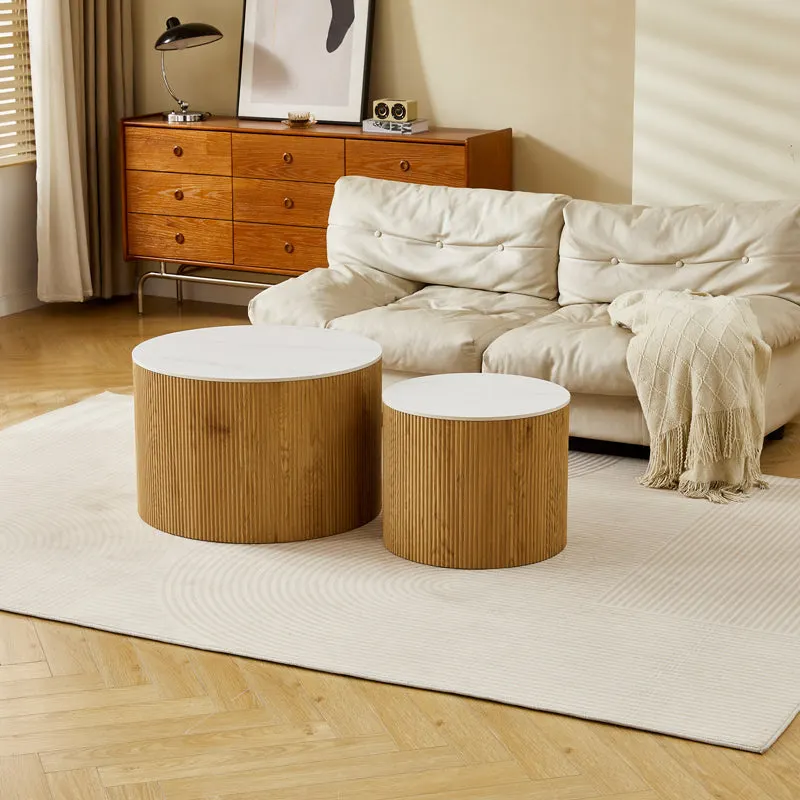 Masuta de cafea Nelba, set 2 piese, 70x70x50 cm - Stejar