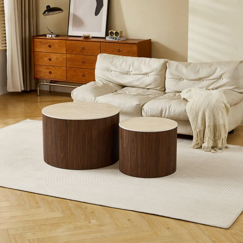 Masuta de cafea Nelba, set 2 piese, 70x70x50 cm - Nuc