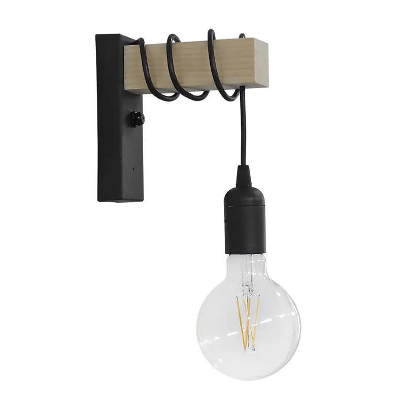 Aplica de perete cu finisaj modern Jemvo, lemn-metal, negru-Natural, 15x60 cm - Natur