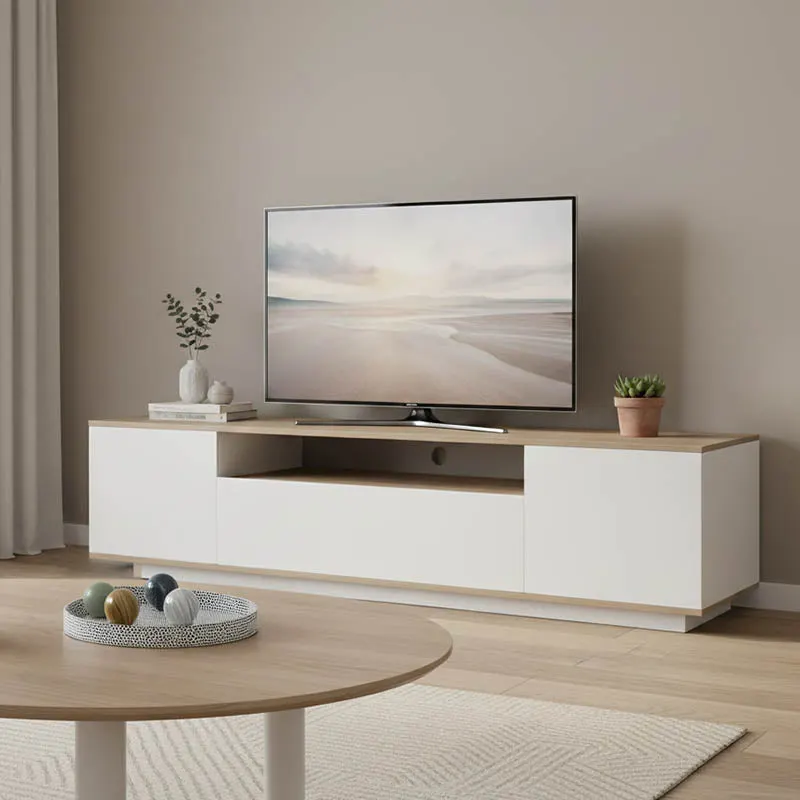 Comoda TV cu spatiu de depozitare Winey, Lemn, Stejar, 180x44x44 cm - Stejar
