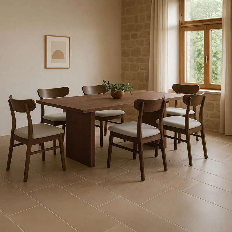 Set de sufragerie Eleganza-Cairo set de 7 piese, nuc, 180x99x76 cm - Nuc