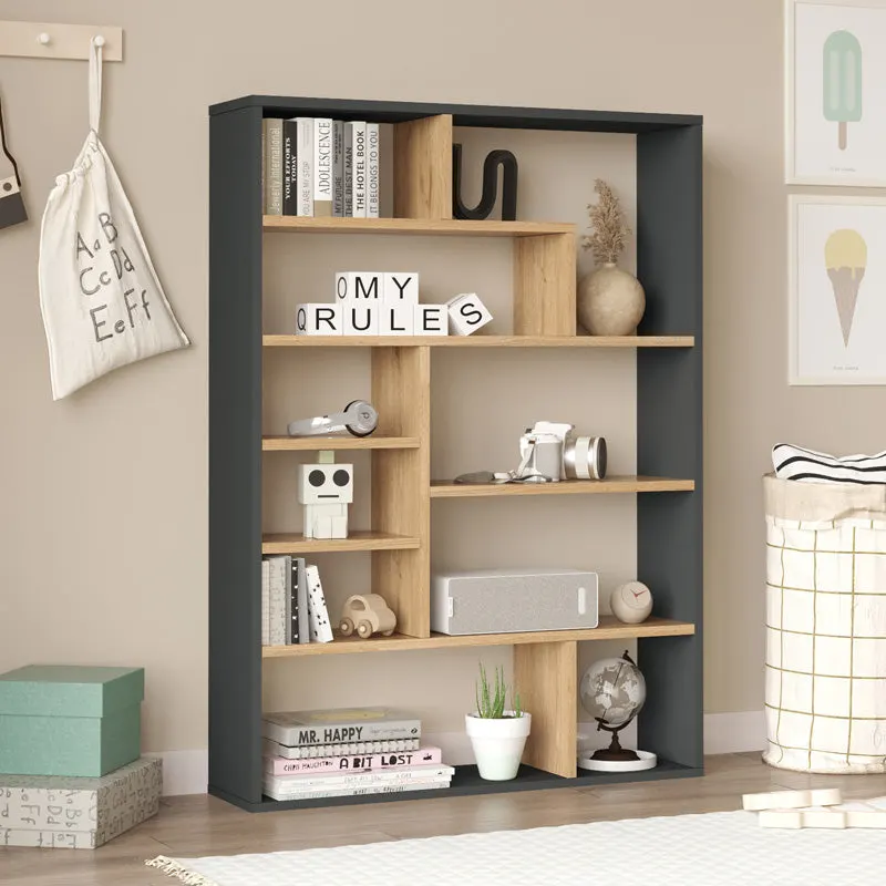 Biblioteca Decora, 90x22x124 cm - Natural-Antracit