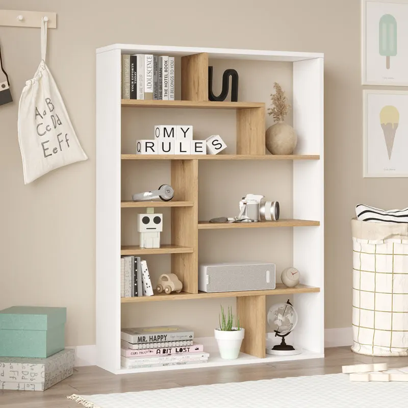 Biblioteca Decora, 90x22x124 cm - Stejar-Alb