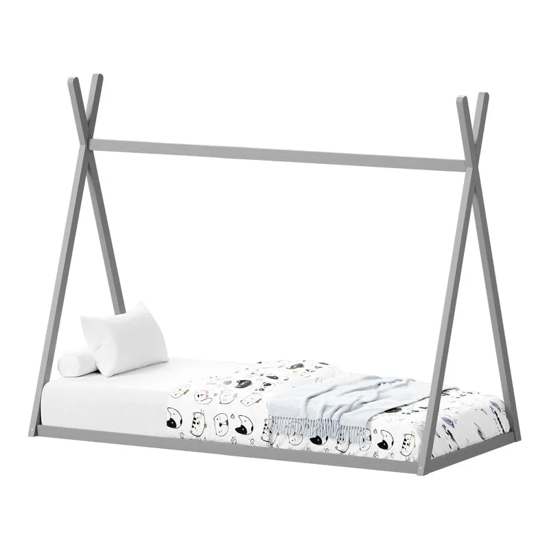 Pat copii Lilly, Lemn de pin, 90x190 cm - Gri