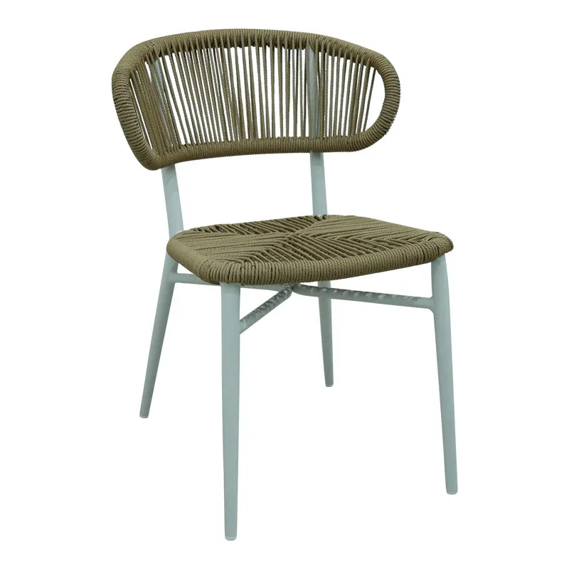 Scaun din aluminiu cu ratan Agus stivuibil, Alb, 55x63x77 cm - Alb