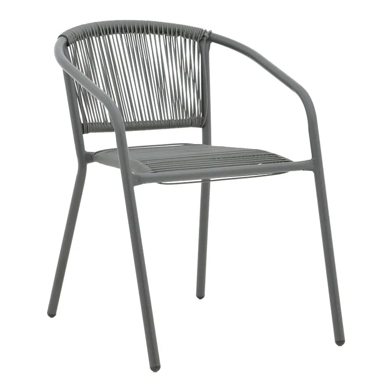 Scaun de brat din metal-ratan stivuibil Lindaria, Gri inchis, 54x63x74 cm - Gri