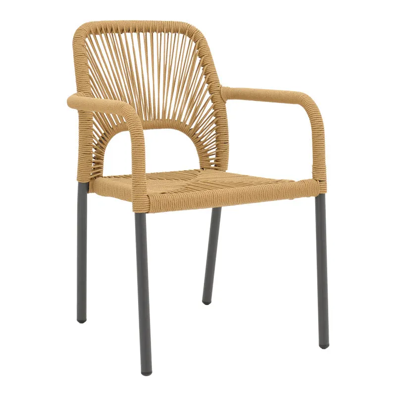 Scaun de aluminiu Norture stivuibil cadru antracit-ratan, Natural, 57x63x82 cm - Natur