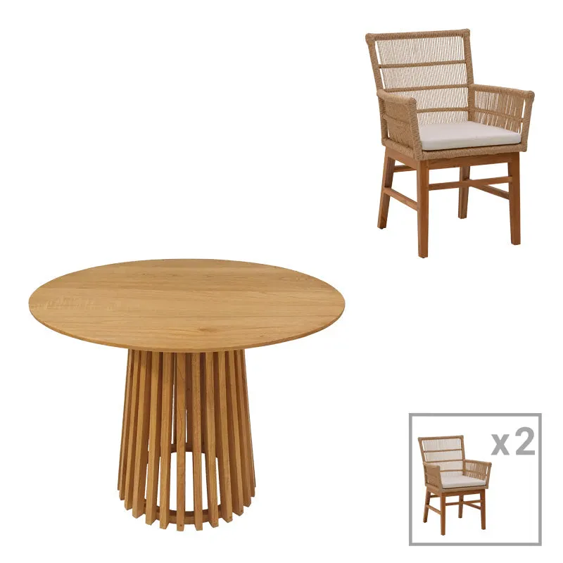 Set de sufragerie Inca-Kenda 3 piese, Natural, D80x75 cm - Natur
