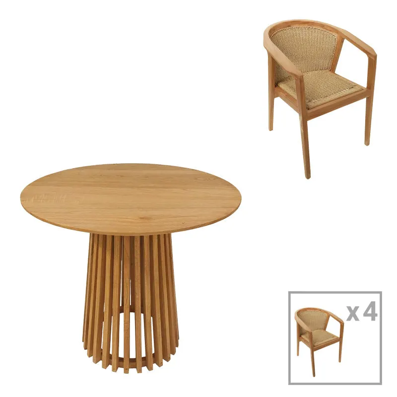 Set de cina Granny-Kenda 5 bucati, Natural, D80x75 cm - Natur