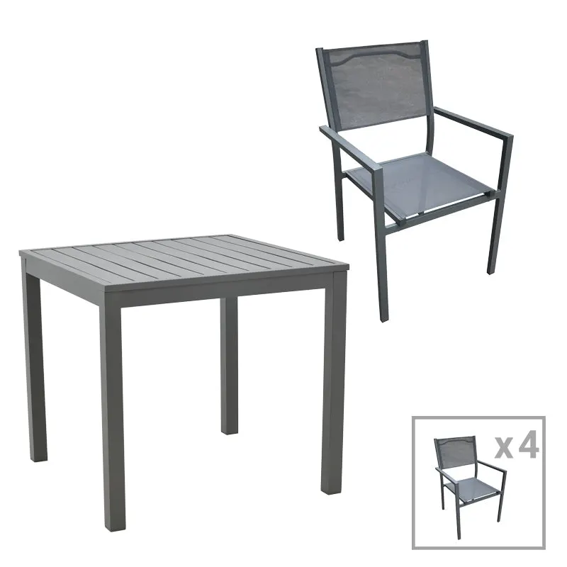 Set masa si scaune 5 buc Moly-Kliton, Antracit, 80x80x74 cm - Antracit