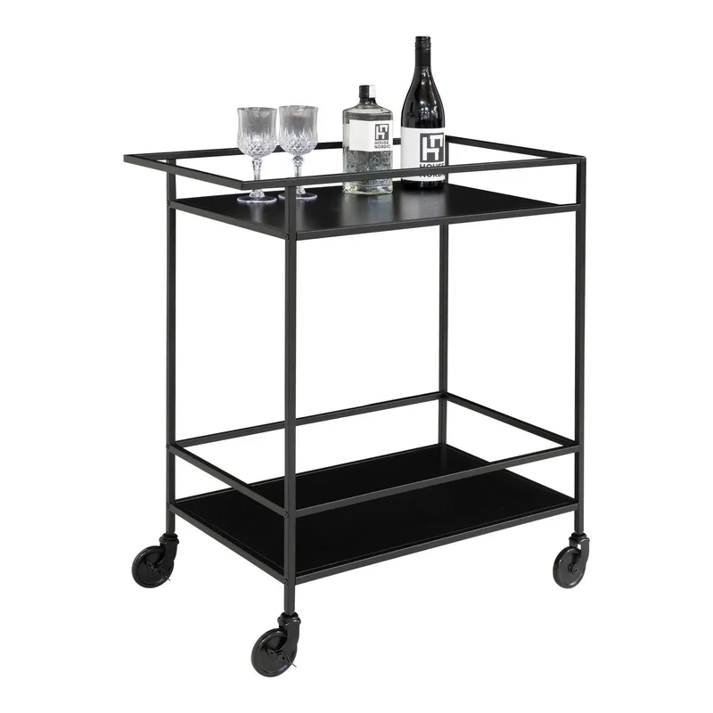 Cărucior servire, Natural - Negru, 40x79x68 cm - Negru