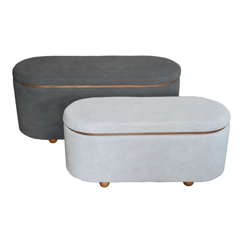 Set 2 tabureti cu spatiu depozitare Tara, Gri deschis, 110x45x48 cm - Gri