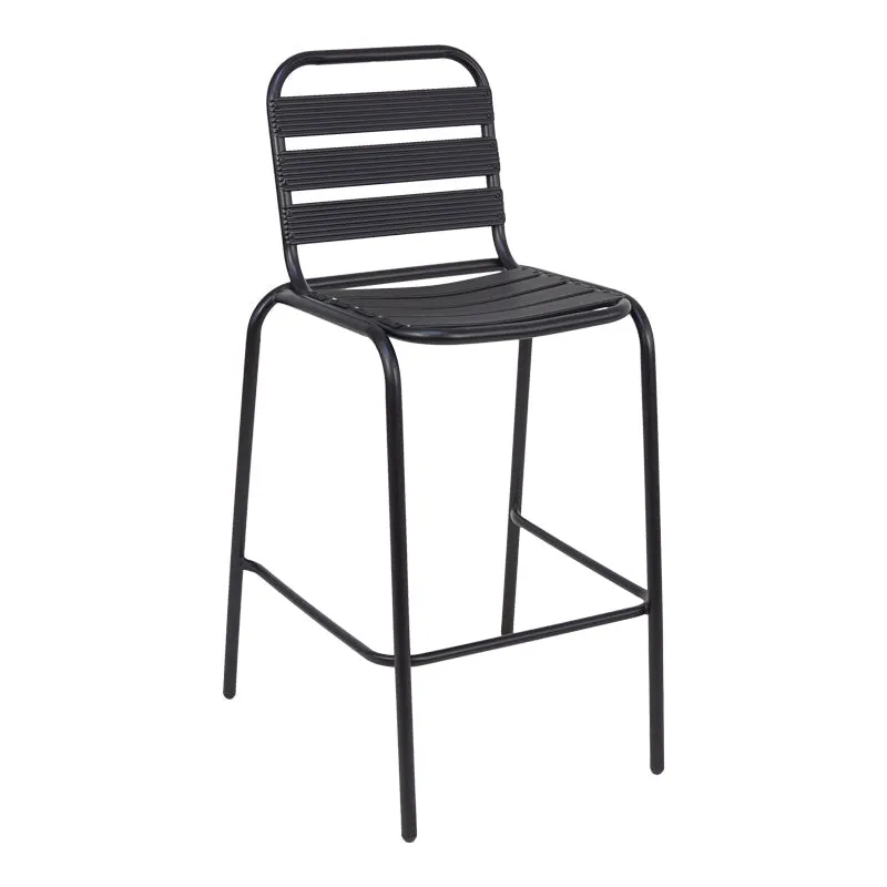 Scaun de bar Sussie metal negru cu lamele din aluminiu, 58x58x111 cm - Negru