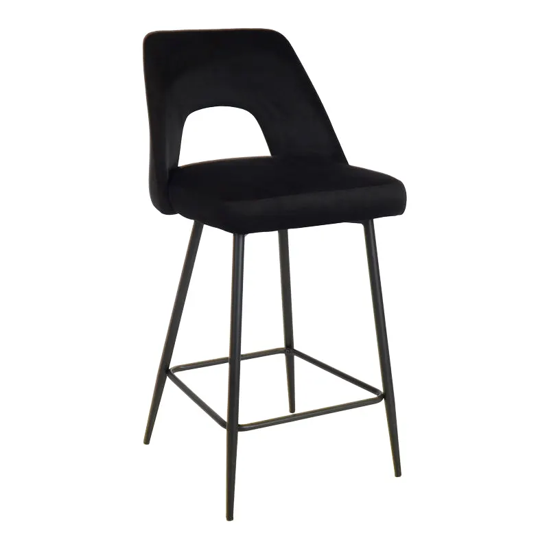 Scaun de bar Murde, catifea si metal, 47x52x96 cm - Negru