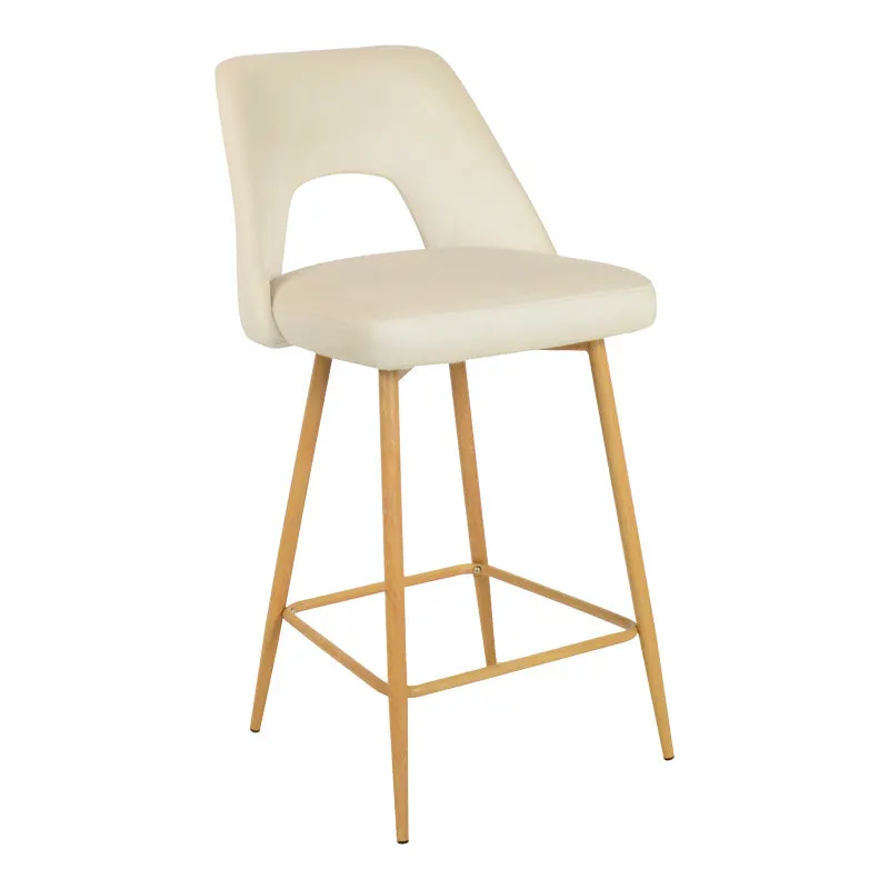 Scaun de bar Murde, catifea si metal, 47x52x96 cm - Bej
