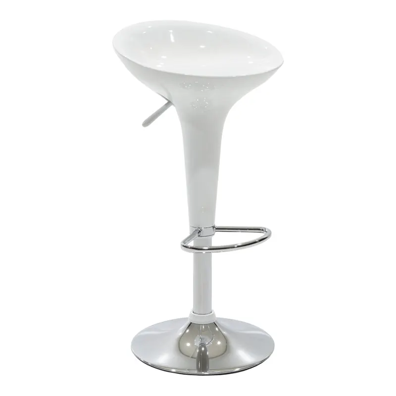 Scaun de bar Felice reglabil pe inaltime baza, alb-crom, 40x43x84 cm - Alb