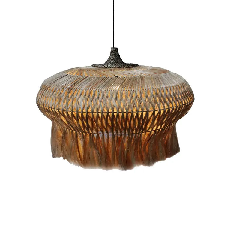 Lustra Pozarne din lemn de abaca, Natural, 90x90x55 cm - Natur