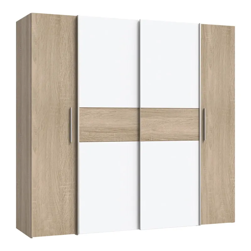 Dulap Closet 4 usi sonoma stejar alb melamina, 200x61x190 cm - Stejar