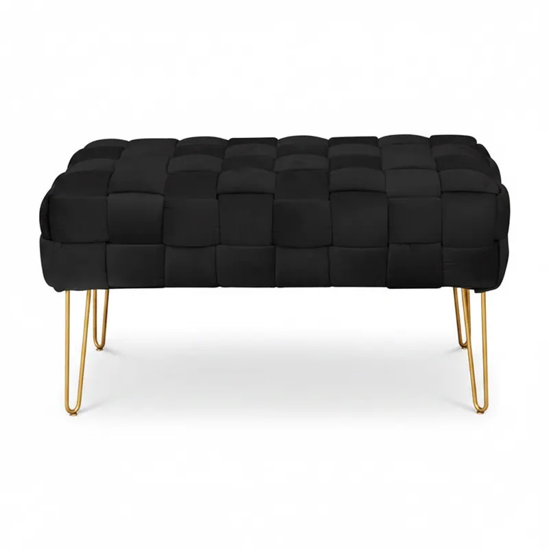 Taburet Wenzo, Catifea, Diverse culori, 82x43x46 cm - Negru