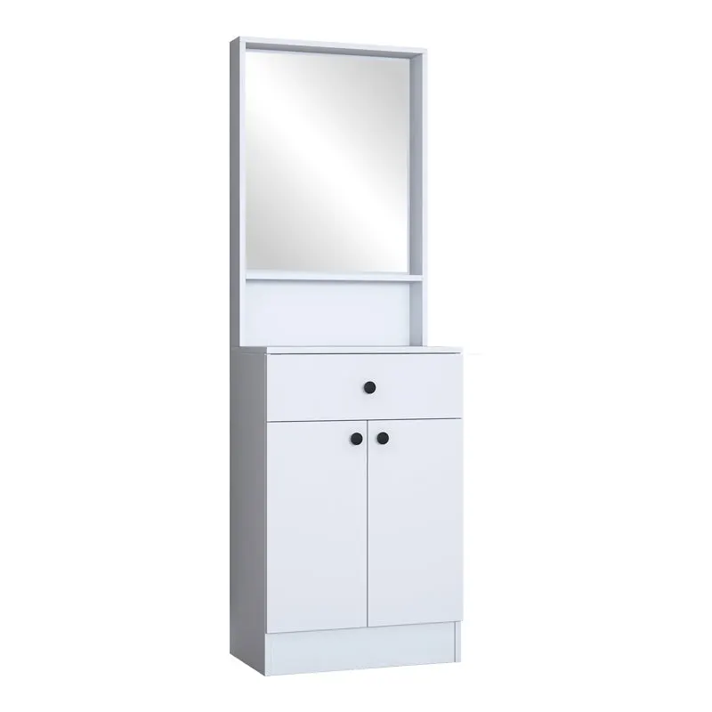 Cuier Rockder cu oglinda, 60x35x183 cm - Alb
