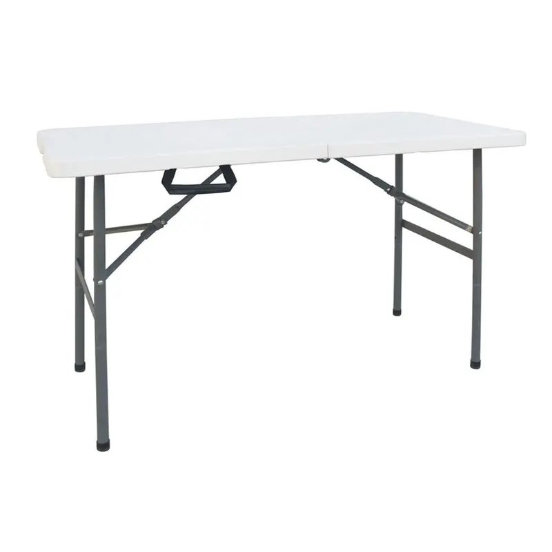 Masa de camping pliabila comerciala Rodeo cu rama metalica, Alb, 122x60x74 cm - Alb