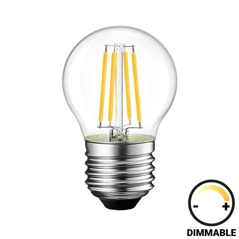 Lampa LED G45 Bec dimmabil, Transparent, 5x5x15 cm - Multicolor