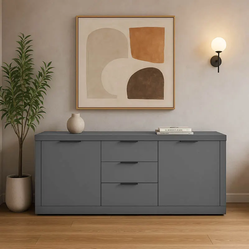 Comoda Doha, Lemn, 180x45x80 cm - Gri