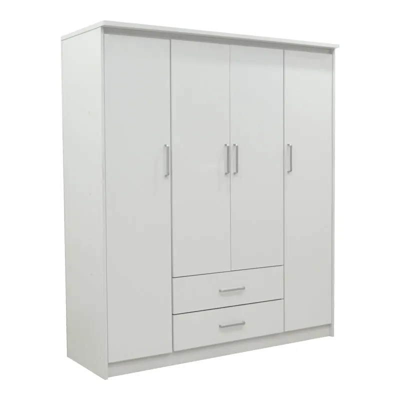 Dulap Olympus cu 4 usi si sertare, Alb - Stejar, 159x57x183 cm - Alb
