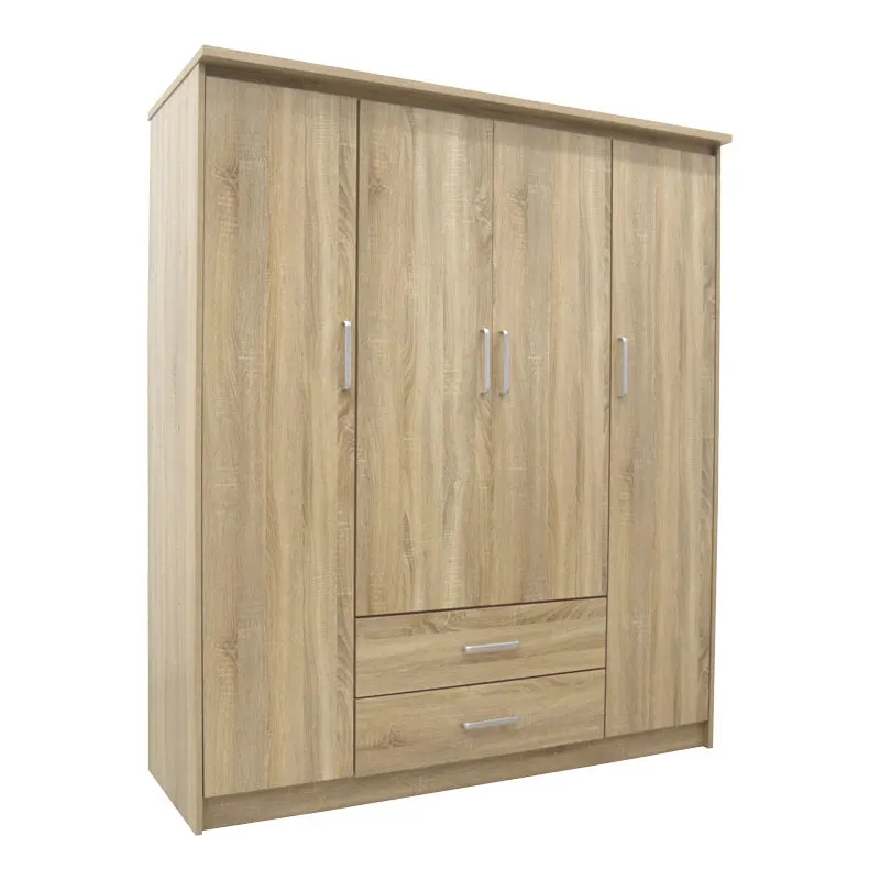 Dulap Olympus cu 4 usi si sertare, Alb - Stejar, 159x57x183 cm - Stejar