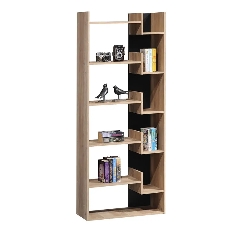 Biblioteca Naya, Natural-antracit, 72x30x182 cm - Antracit