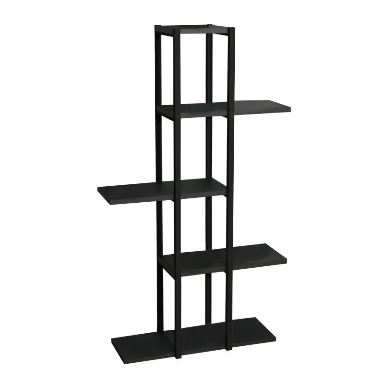 Biblioteca Ploko stejar melamin-negru metalic, 60x24x110 cm - Antracit