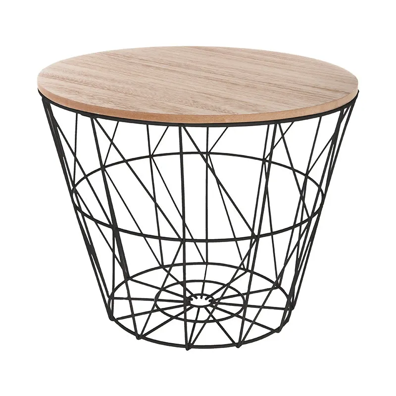 Masuta de Cafea cu stand metal, Negru, 38x38 cm - Negru
