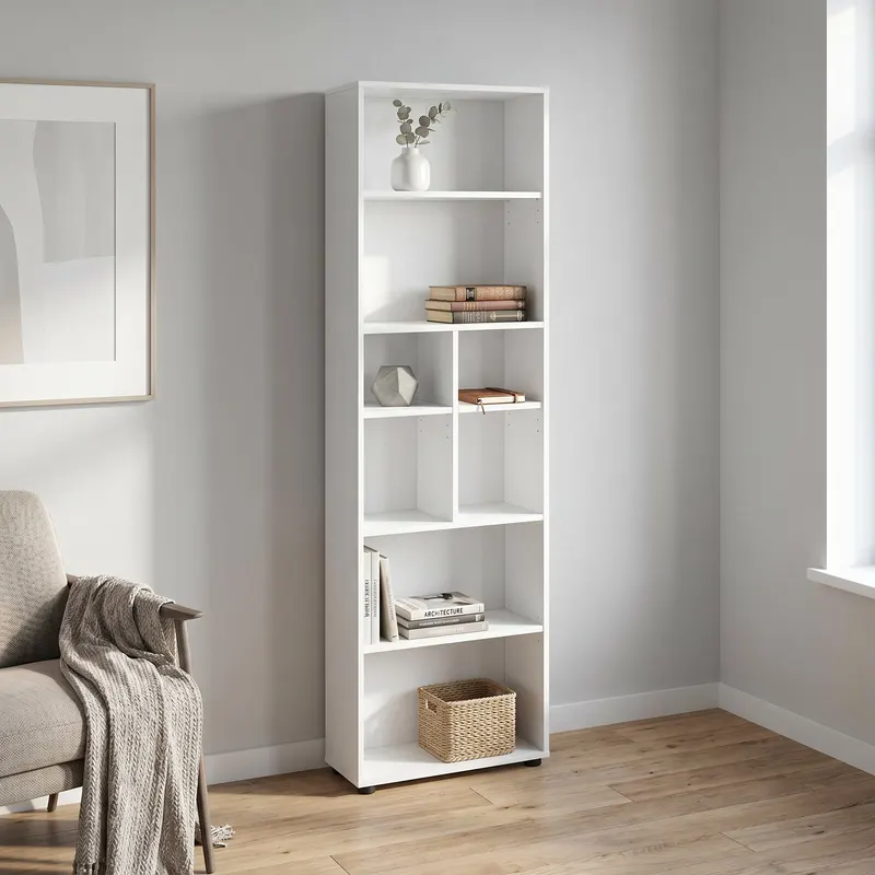 Biblioteca KTP-168-BB-1 Home Collection® White, 8 rafturi, Alb, 55x187x23 cm - Alb