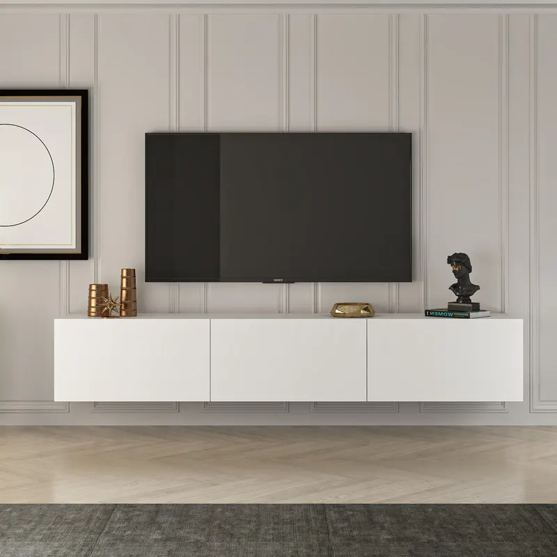 Comoda West, Gri - Alb, 150x32 cm - Alb