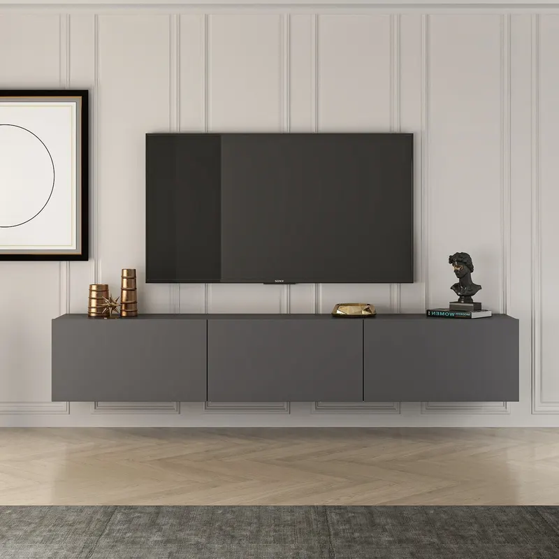 Comoda West, Gri - Alb, 150x32 cm - Gri