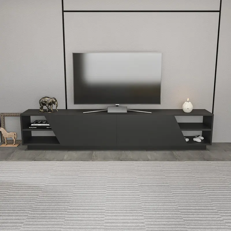 Mobilier Rhodes, Gri - Alb, 240x37 cm - Gri