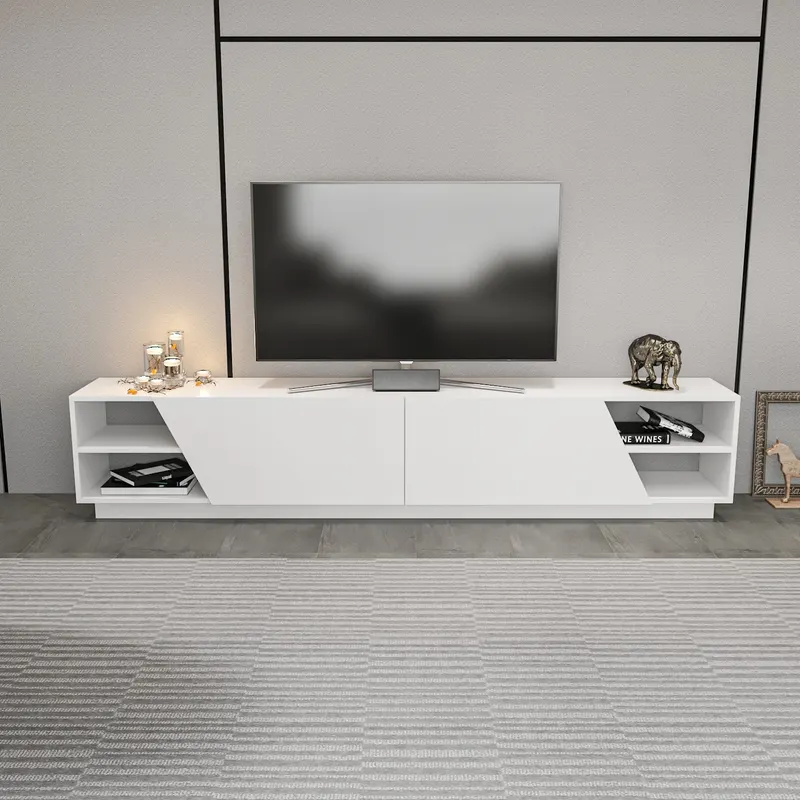 Mobilier Rhodes, Gri - Alb, 240x37 cm - Alb