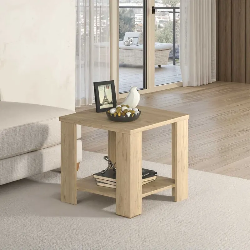 Masuta Cafea Laterala SHP-550-FF-1 Home Collection® New Line, Maro - Natur - Stejar, 50x48x50 cm - Stejar