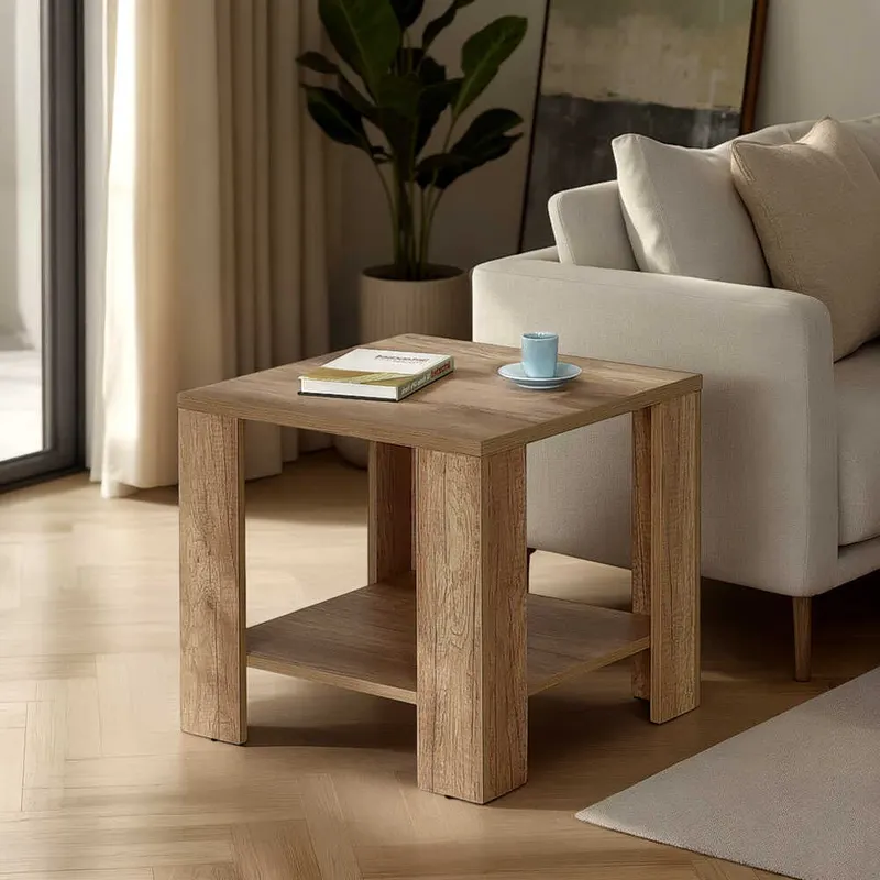 Masuta Cafea Laterala SHP-550-FF-1 Home Collection® New Line, Maro - Natur - Stejar, 50x48x50 cm - Natur