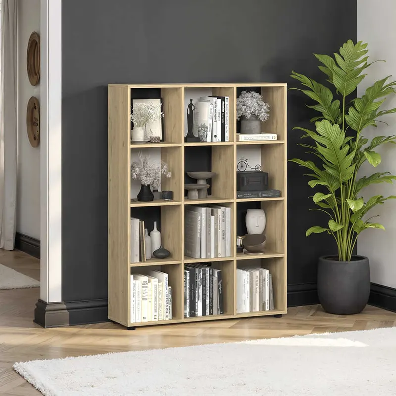 Biblioteca KTP-034-FF-1 Home Collection® Cubic, Alb - Stejar, 104x141x30 cm - Stejar